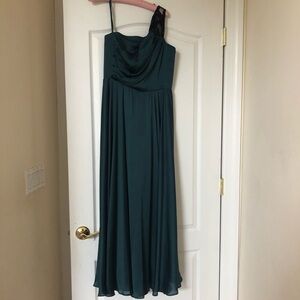Emerald Green One Shoulder Evening Gown Size 10 Lord & Taylor